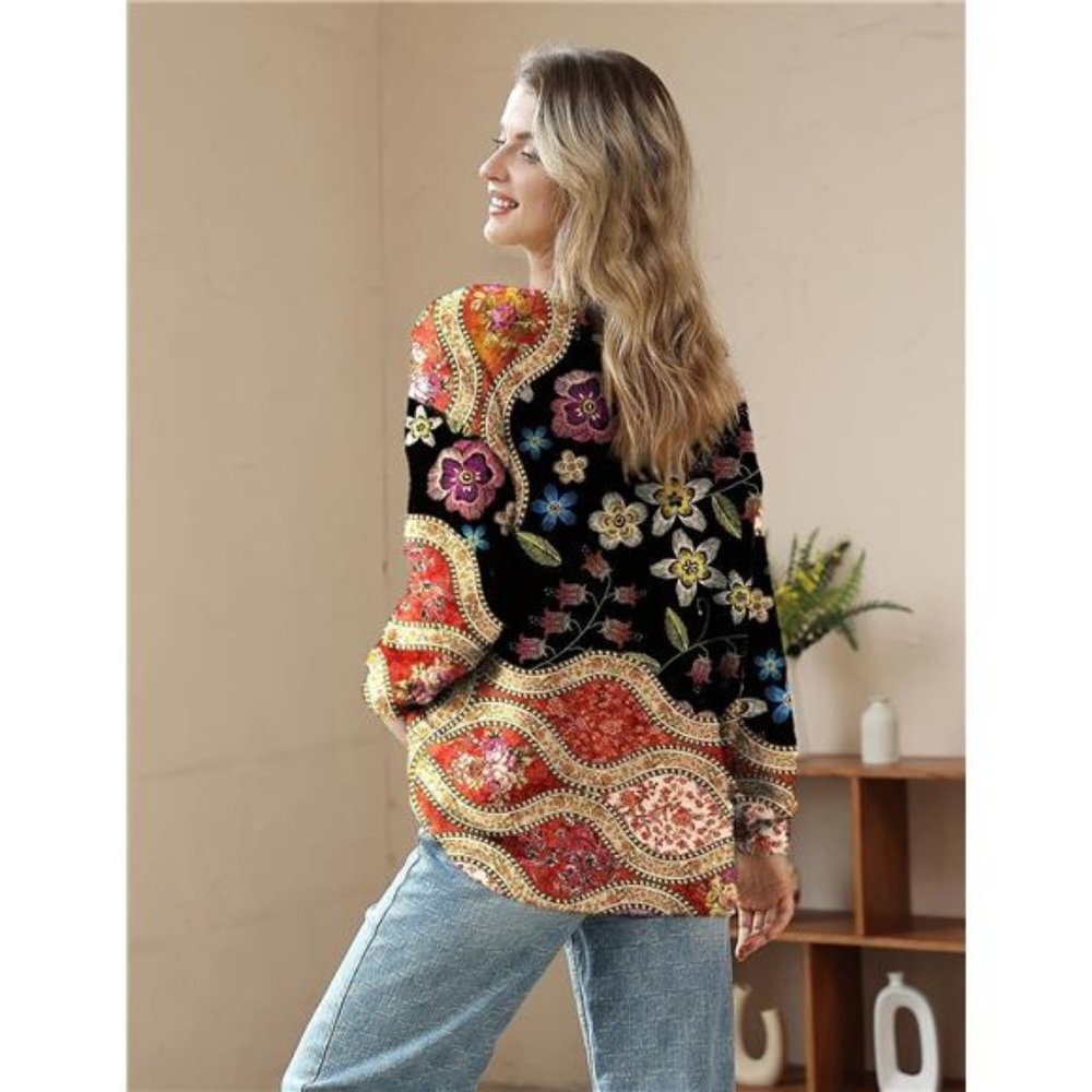 Oversized Pullover Sweaters Women Sweater Graphic Casual Loose Long Sleeve Knit - Picture 3 of 5
